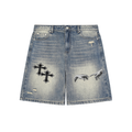 Faded Distressed Baggy Denim Shorts